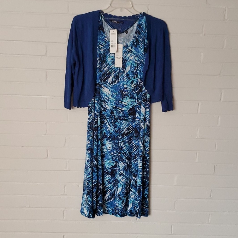 Tank dress with 3/4 sleeve sweater